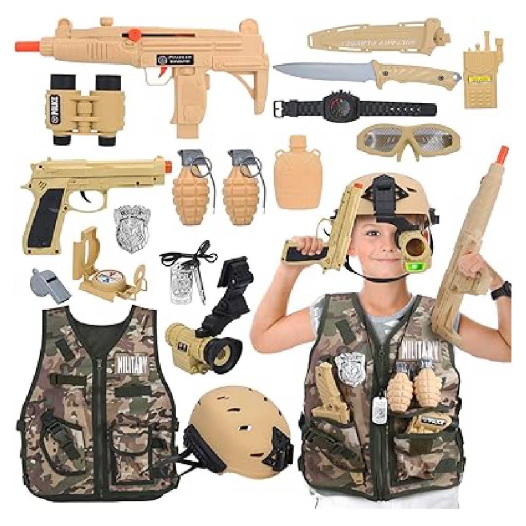 Kids Military Role Play Costume & Accessories Set